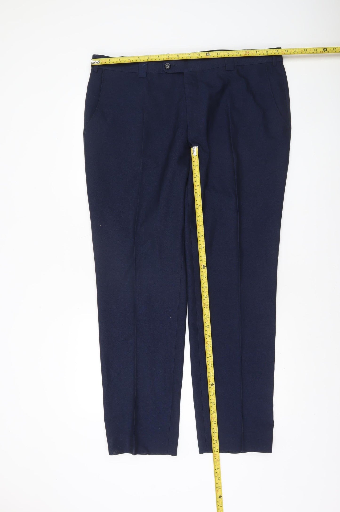 Remus Uomo Men's Navy Blue 46R Dress Pants Trousers Formal Smart Workwear