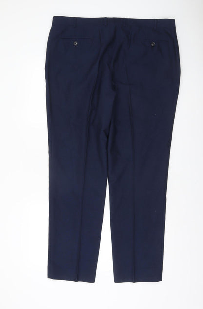Remus Uomo Men's Navy Blue 46R Dress Pants Trousers Formal Smart Workwear