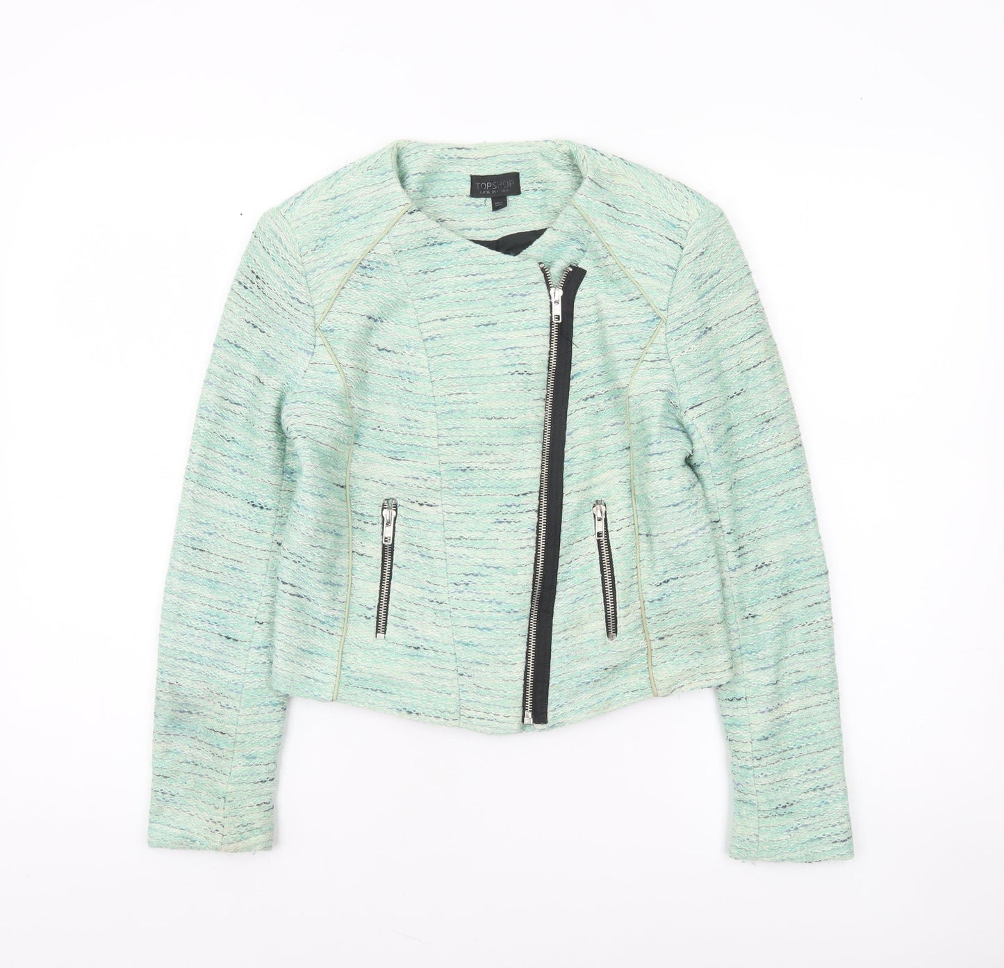 Womens UK Size 8 Topshop Green Biker Coat