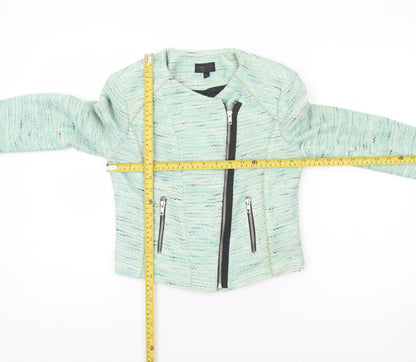 Womens UK Size 8 Topshop Green Biker Coat