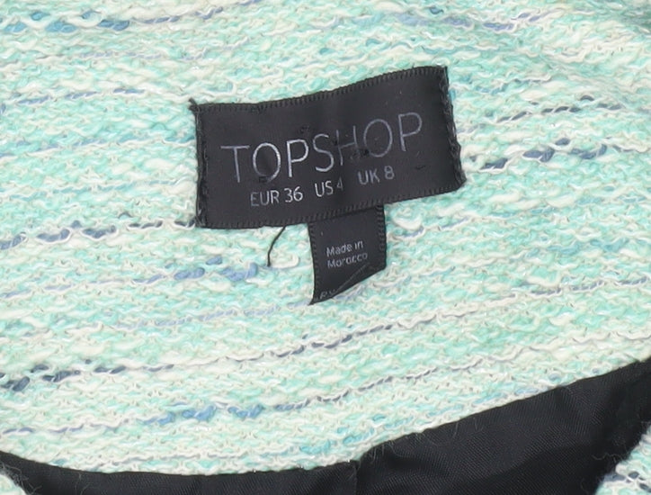 Womens UK Size 8 Topshop Green Biker Coat