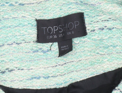 Womens UK Size 8 Topshop Green Biker Coat