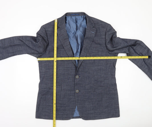 Douglas Men's Blue Wool Check 42R Single Breasted Blazer