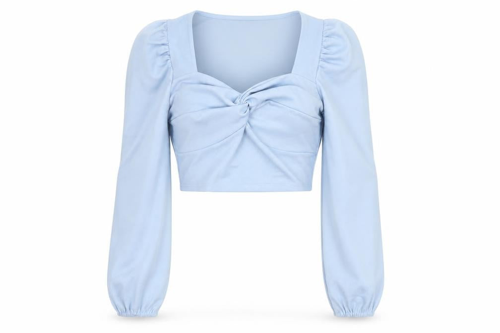 Womens UK Size 12 I SAW IT FIRST Blue Cropped Blouse