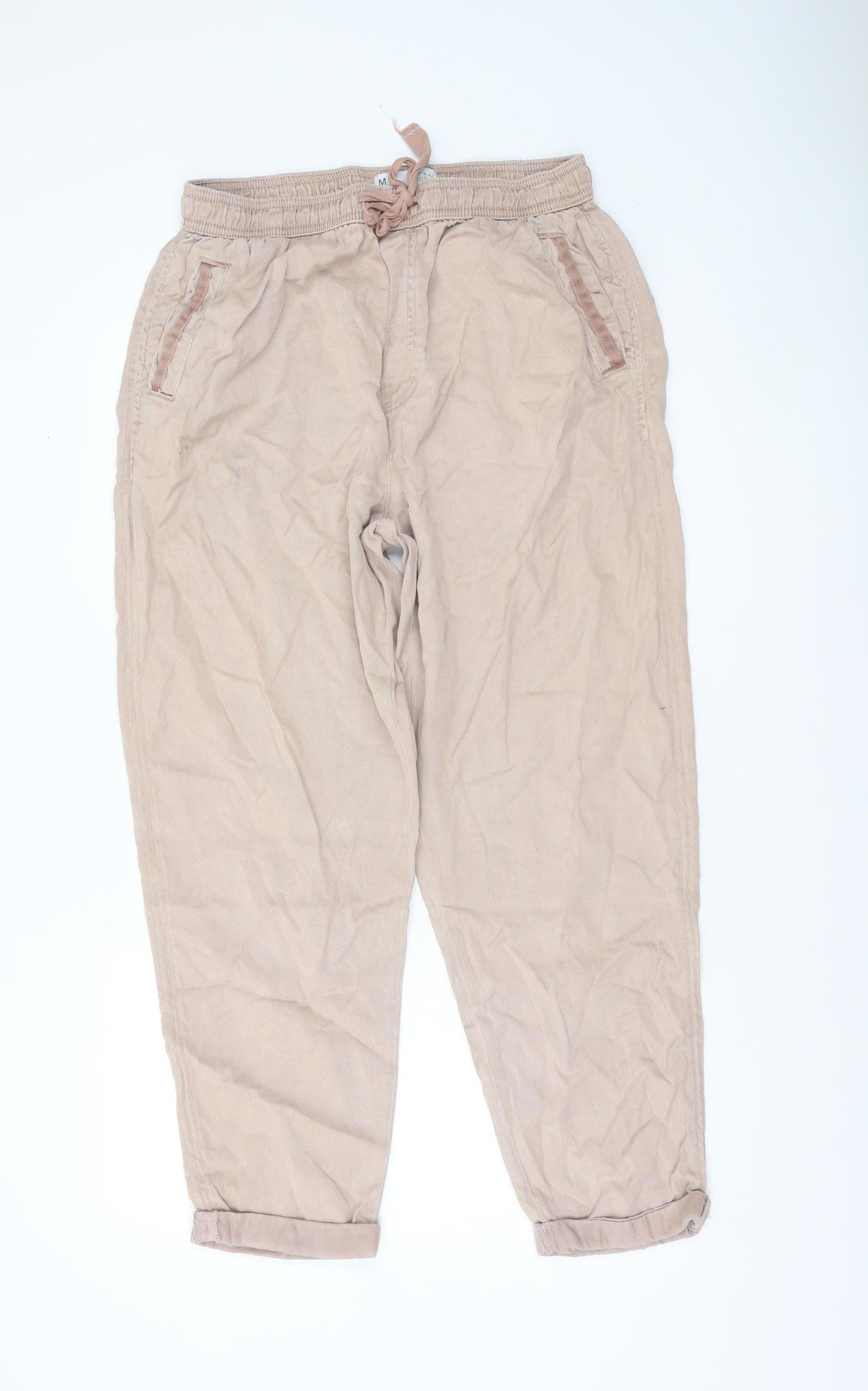 Primark Beige Lyocell Blend Women's Jogger Trousers M Relaxed Fit