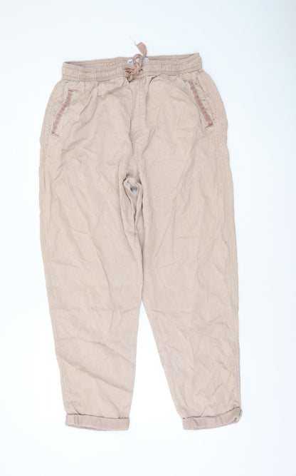 Primark Beige Lyocell Blend Women's Jogger Trousers M Relaxed Fit
