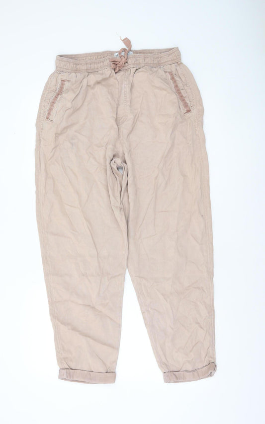 Primark Beige Lyocell Blend Women's Jogger Trousers M Relaxed Fit