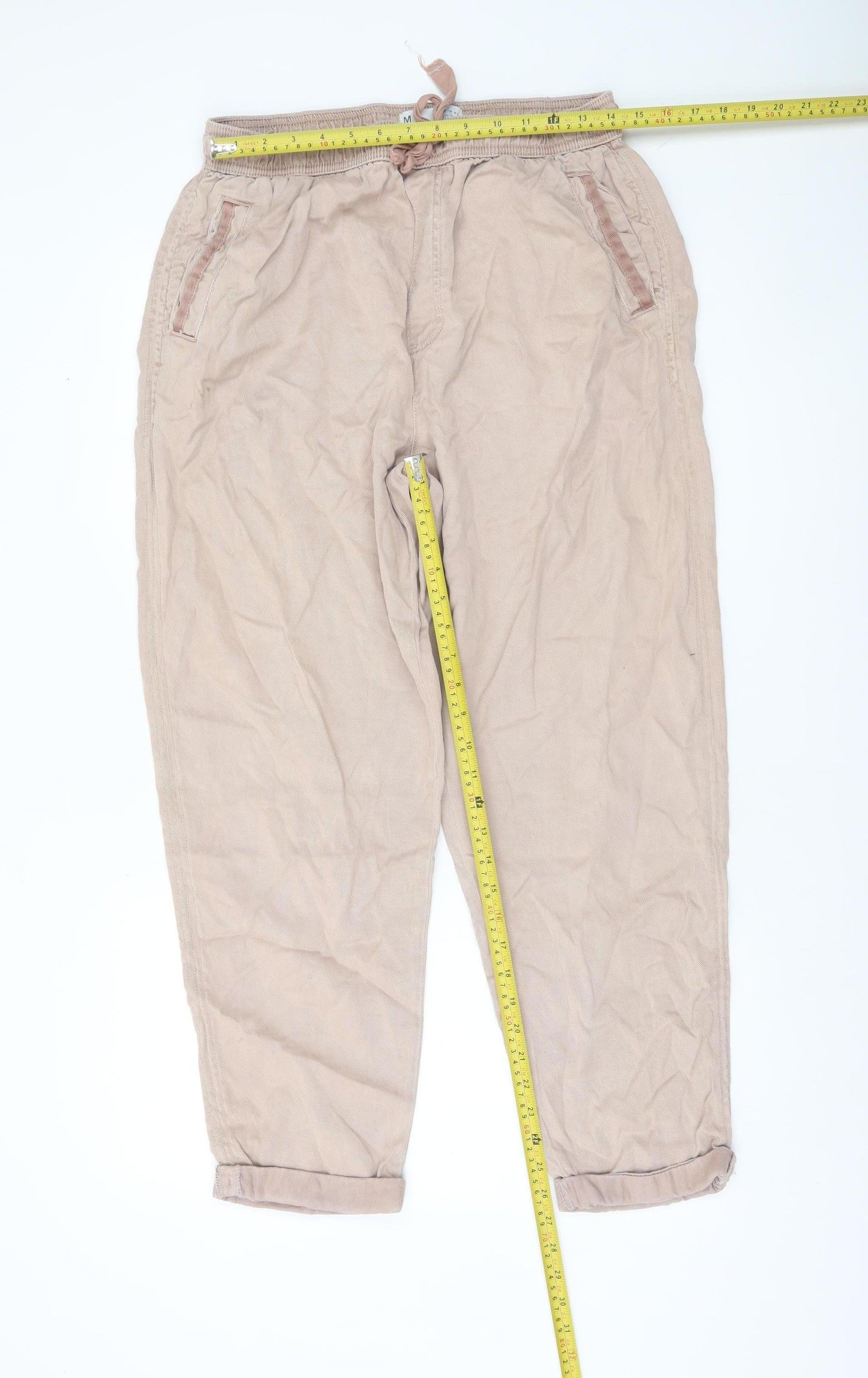 Primark Beige Lyocell Blend Women's Jogger Trousers M Relaxed Fit