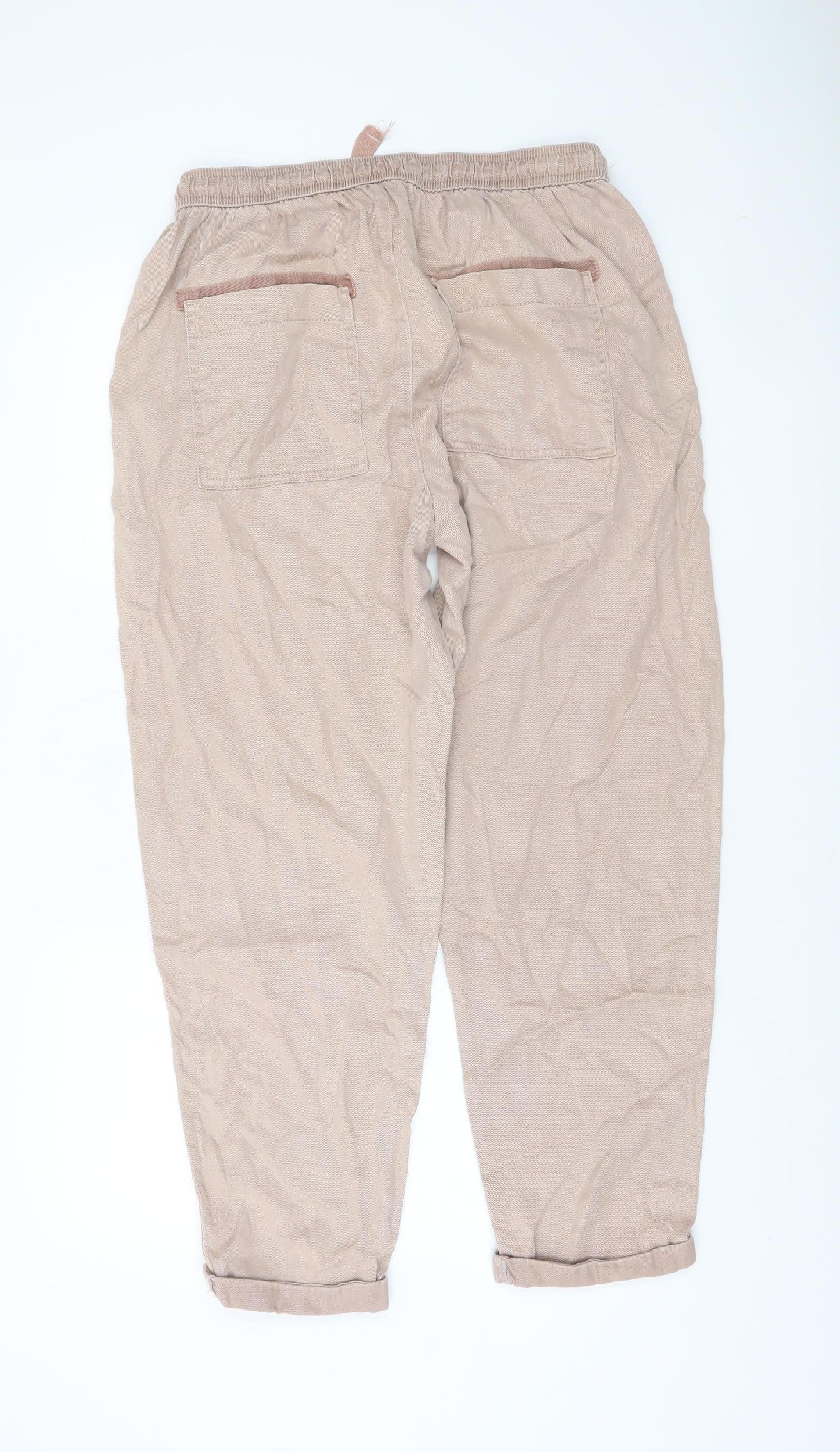 Primark Beige Lyocell Blend Women's Jogger Trousers M Relaxed Fit