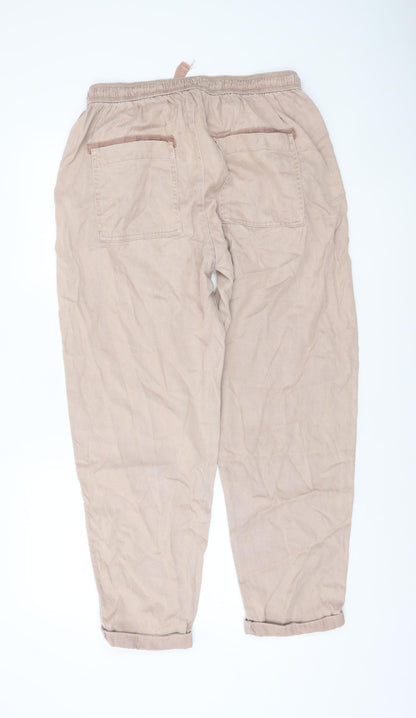 Primark Beige Lyocell Blend Women's Jogger Trousers M Relaxed Fit
