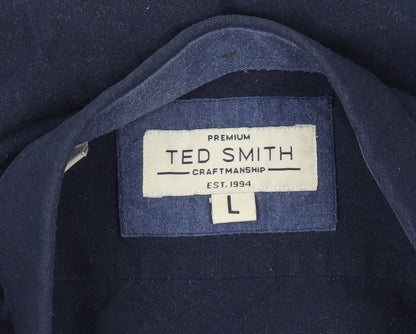 Ted Smith Men's Blue Slim Fit Long Sleeve Button-Up Shirt L