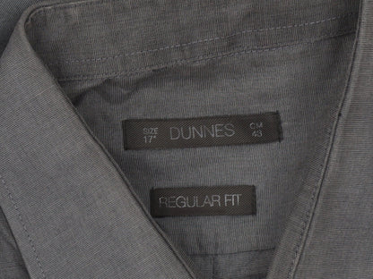 Dunnes Men’s Grey Regular Fit Long Sleeve Cotton Blend Shirt Size 17