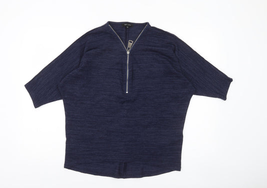 Womens UK Size M New Look Blue 1/2 Zip Jumper