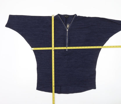 Womens UK Size M New Look Blue 1/2 Zip Jumper