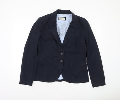 Esprit Women Blue Pinstripe Blazer UK 16 Classic Tailored Cotton Jacket