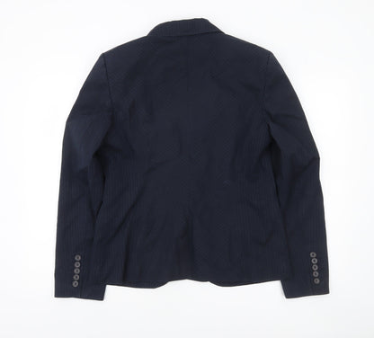 Esprit Women Blue Pinstripe Blazer UK 16 Classic Tailored Cotton Jacket