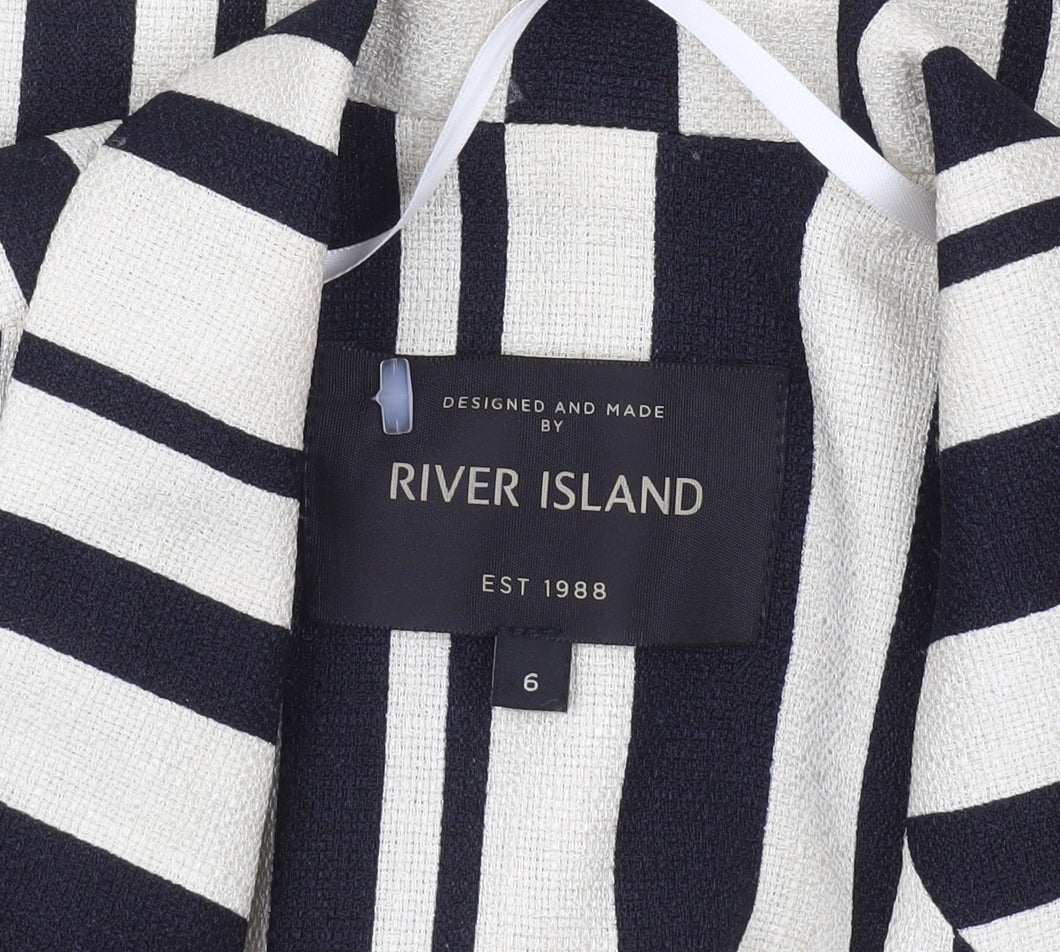River Island Women’s Black Stripe Woven Blazer Size 6 Tailored Jacket