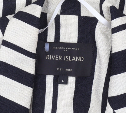 River Island Women’s Black Stripe Woven Blazer Size 6 Tailored Jacket