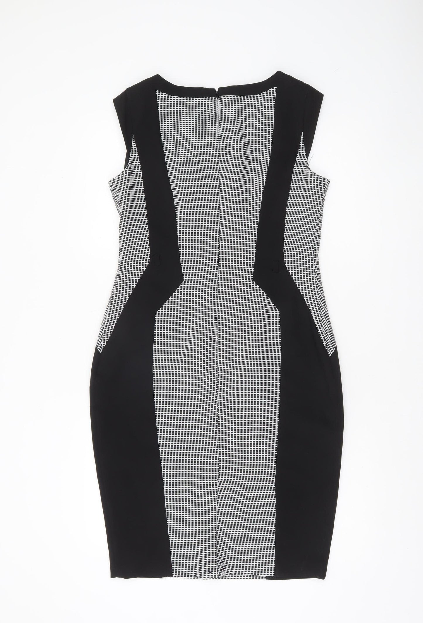 F&F Women’s Black Geometric Bodycon Knee Length Dress Size 10