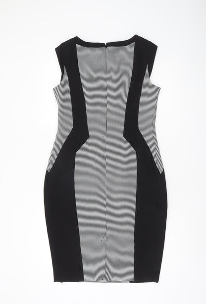 F&F Women’s Black Geometric Bodycon Knee Length Dress Size 10