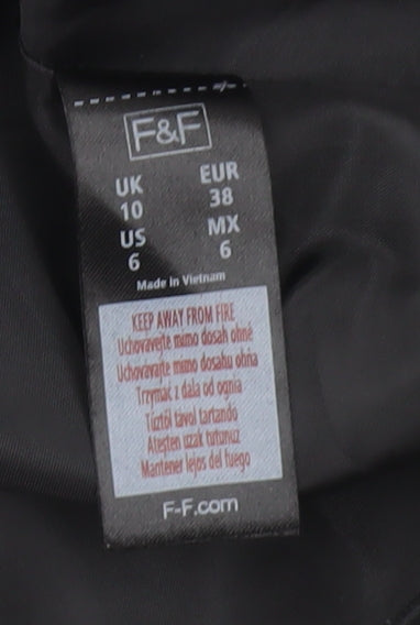 F&F Women’s Black Geometric Bodycon Knee Length Dress Size 10