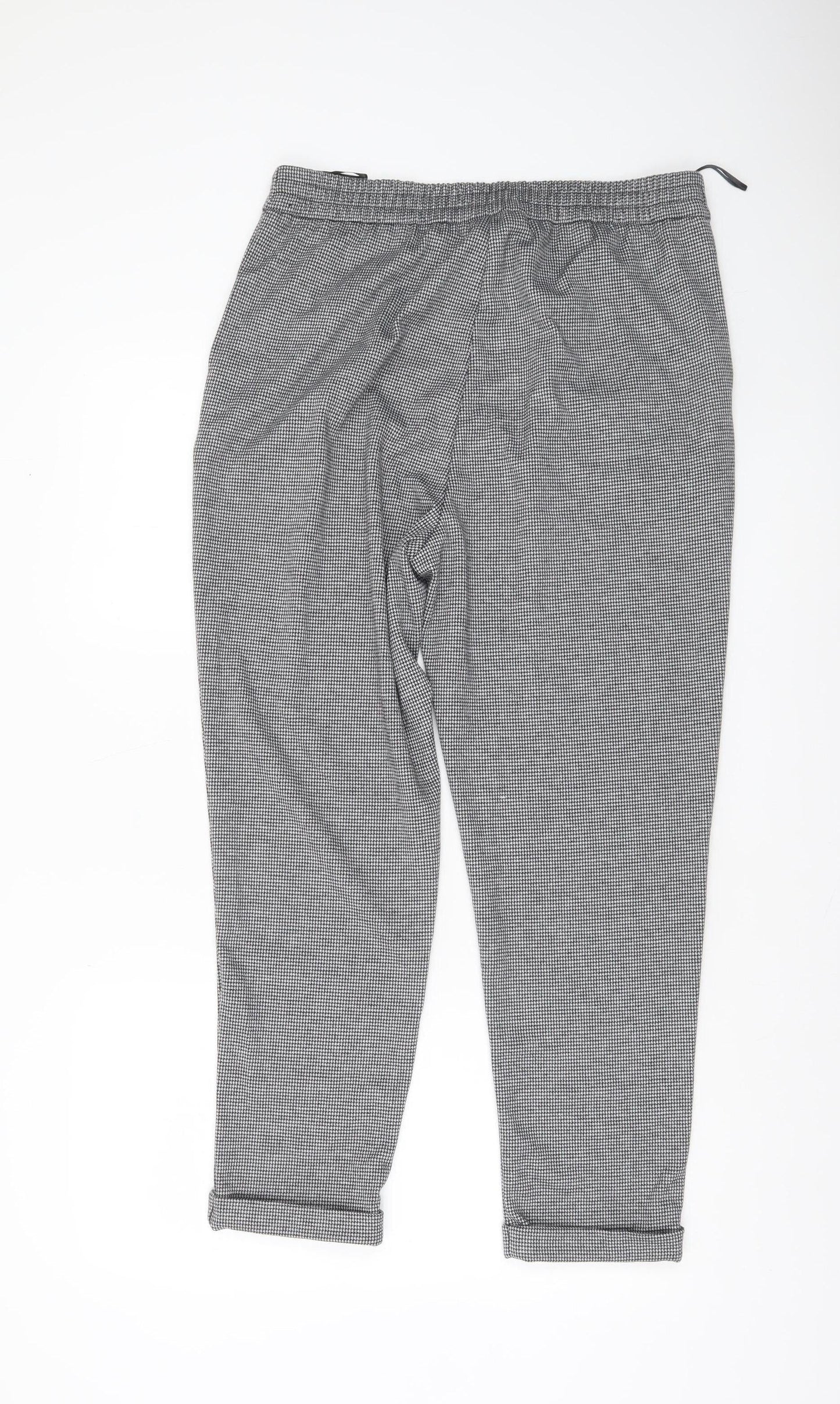 F&F Womens Grey Checked Slim Tapered Trousers Size 14