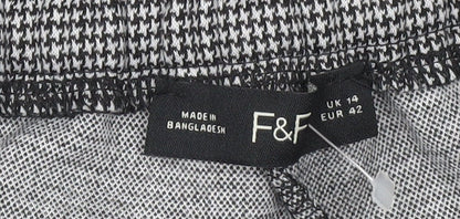F&F Womens Grey Checked Slim Tapered Trousers Size 14