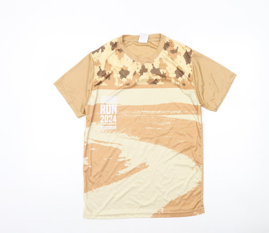 RVI Sports Men's Beige Running T-Shirt M Camouflage Quick Dry