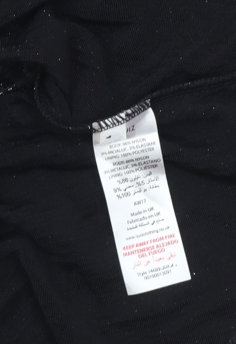 Quiz Women’s Black Glitter Off Shoulder Peplum Wrap Blouse UK 12