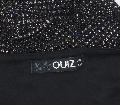 Quiz Women’s Black Glitter Off Shoulder Peplum Wrap Blouse UK 12