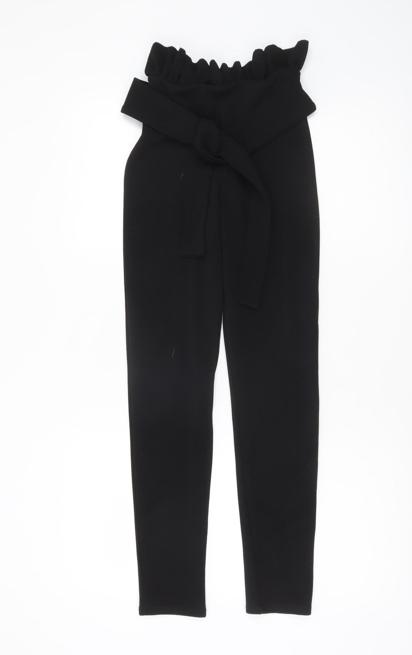 Womens UK Size 4 PRETTYLITTLETHING Slim Fit Paperbag Black Trousers