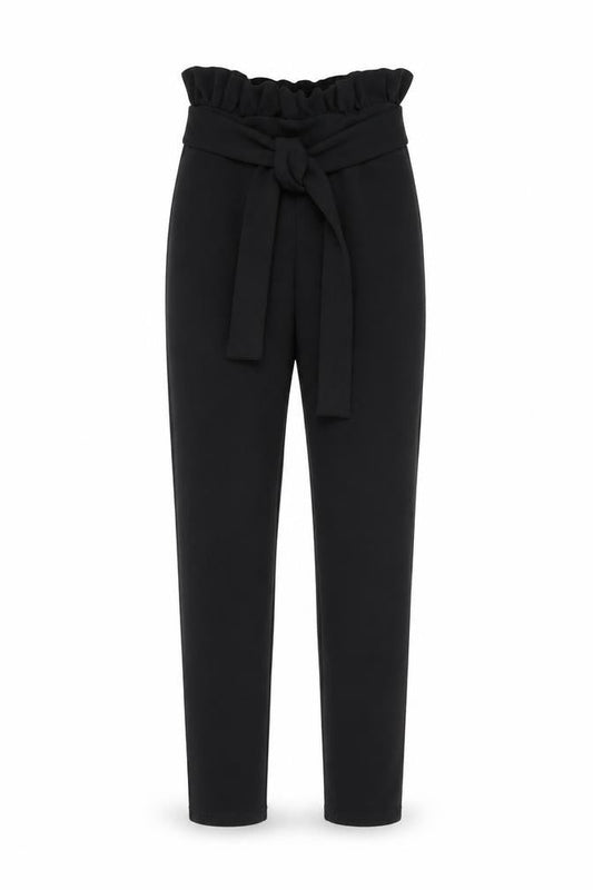 Womens UK Size 4 PRETTYLITTLETHING Slim Fit Paperbag Black Trousers