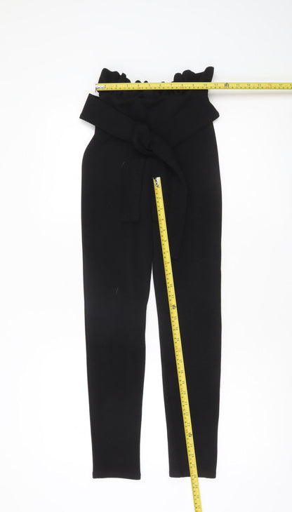 Womens UK Size 4 PRETTYLITTLETHING Slim Fit Paperbag Black Trousers