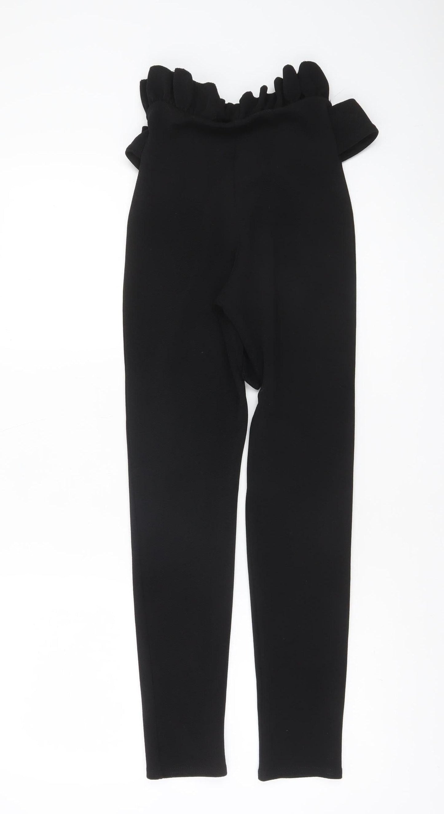 Womens UK Size 4 PRETTYLITTLETHING Slim Fit Paperbag Black Trousers