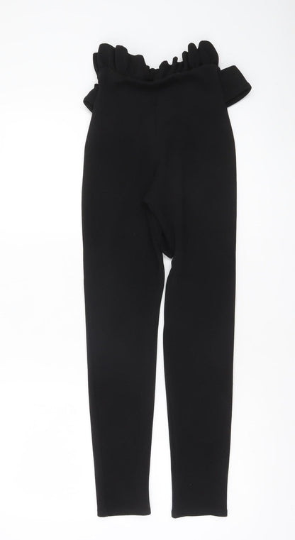 Womens UK Size 4 PRETTYLITTLETHING Slim Fit Paperbag Black Trousers