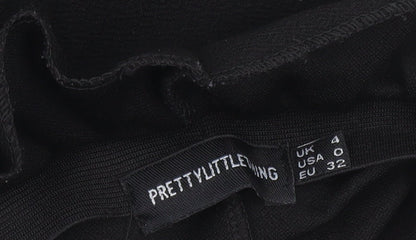 Womens UK Size 4 PRETTYLITTLETHING Slim Fit Paperbag Black Trousers
