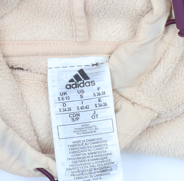 Adidas Women's Beige Fleece Pullover Hoodie Size S 8-10