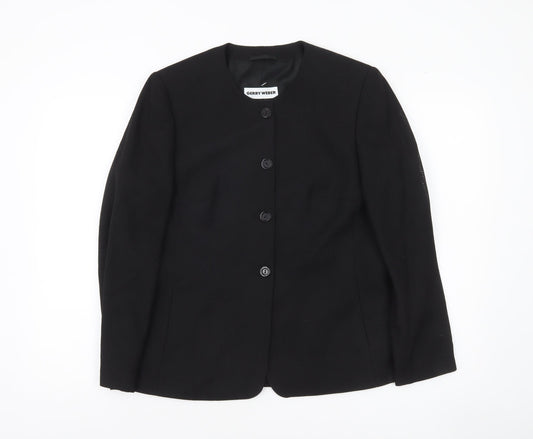 Gerry Weber Women's Black Wool Blend Classic Blazer Jacket Size 12