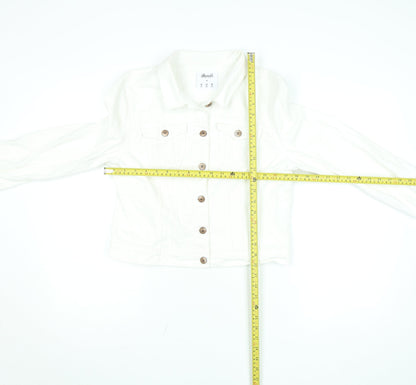 Denim Co. Women's White Size 14 Cropped Cotton Button Jacket