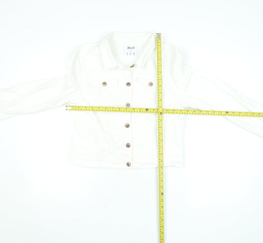 Denim Co. Women's White Size 14 Cropped Cotton Button Jacket