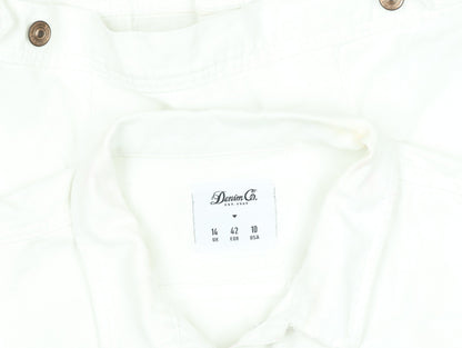 Denim Co. Women's White Size 14 Cropped Cotton Button Jacket
