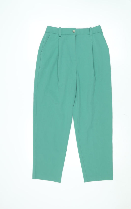 Topshop Women's Green High Waist Tapered Trousers UK 8