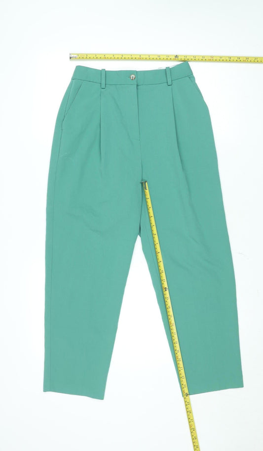 Topshop Women's Green High Waist Tapered Trousers UK 8