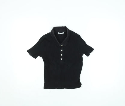 Womens UK Size S Zara Black Basic Polo