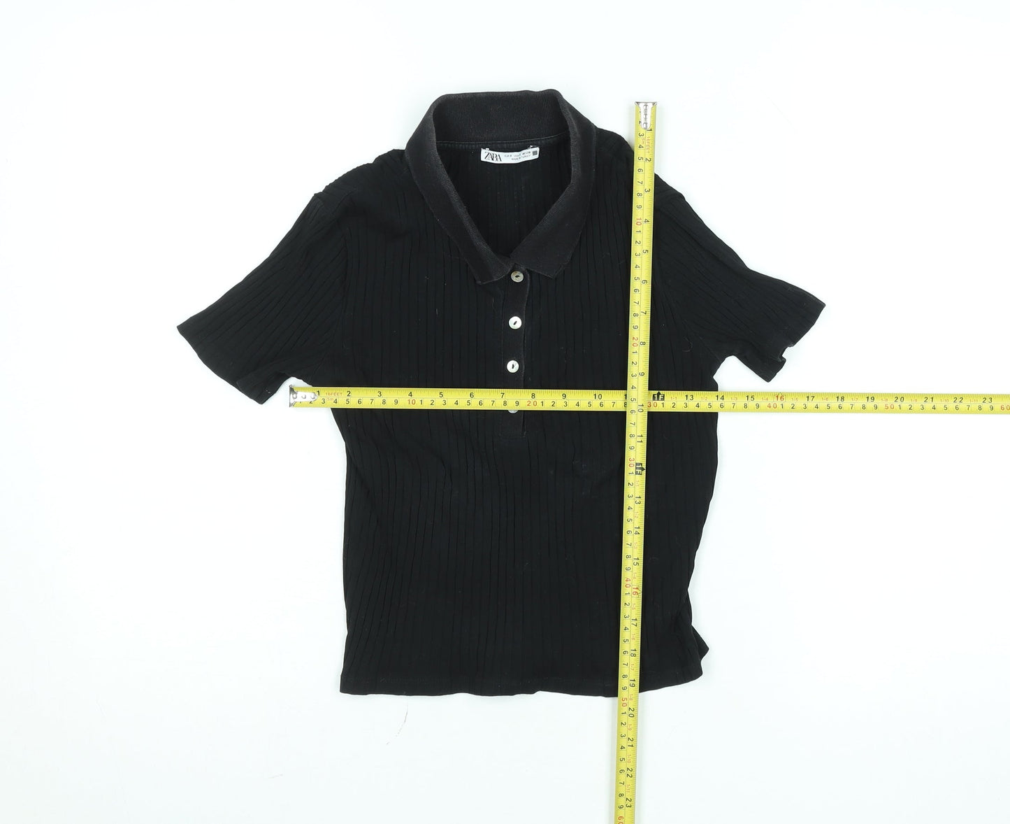 Womens UK Size S Zara Black Basic Polo