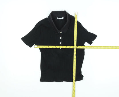 Womens UK Size S Zara Black Basic Polo