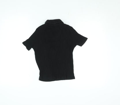 Womens UK Size S Zara Black Basic Polo