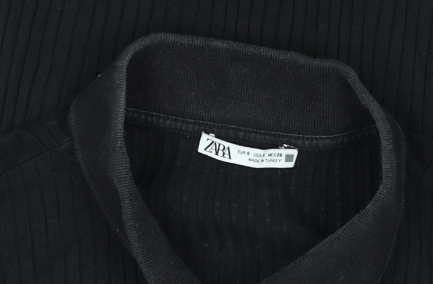 Womens UK Size S Zara Black Basic Polo