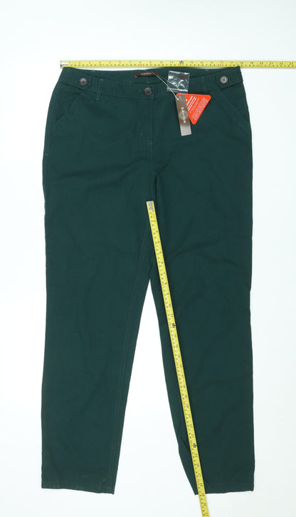 Savoir Womens Green Chino Trousers Size 12 Regular Fit Cotton Blend
