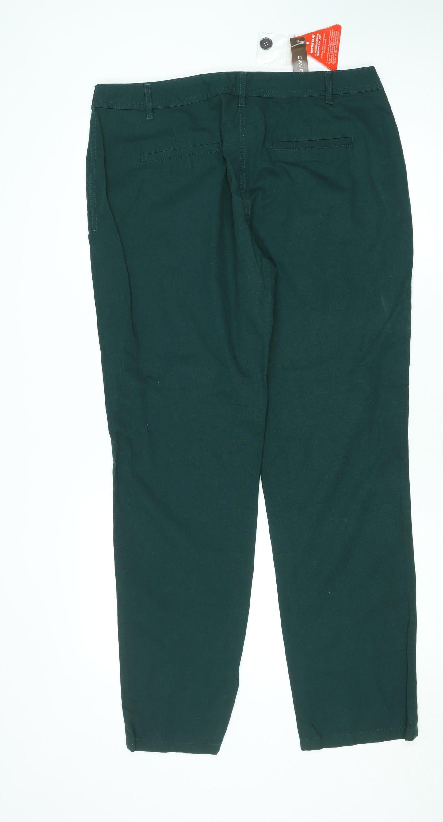 Savoir Womens Green Chino Trousers Size 12 Regular Fit Cotton Blend